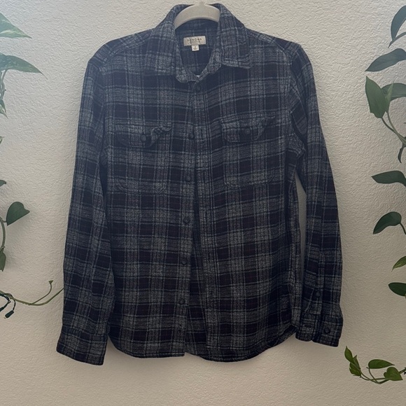 Sonoma Life + Style Men’s Black Red and Gray Plaid Flannel Shirt Size S - Picture 1 of 5